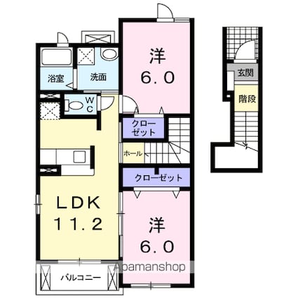 ユイット・ヴィオラ[2LDK/56.19m2]の間取図