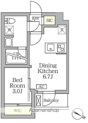 東京都世田谷区三宿１丁目[1DK/26.01m2]の間取図