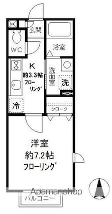 アクシス[1K/26.08m2]の間取図