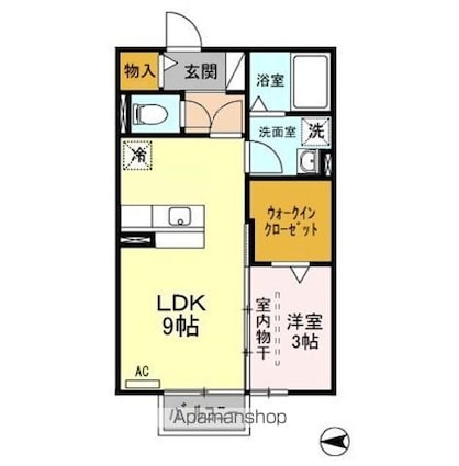 ローリエＫ[1LDK/33.39m2]の間取図