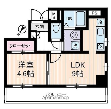 プレデパルク３[1LDK/34.97m2]の間取図