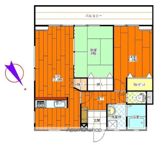 メゾン甲斐[2LDK/58.32m2]の間取図