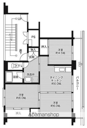 ビレッジハウス江上１号棟[3DK/53.08m2]の間取図