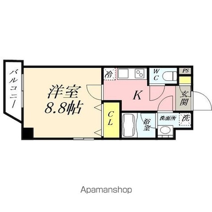 岡山県岡山市北区表町３丁目[1K/28.97m2]の間取図