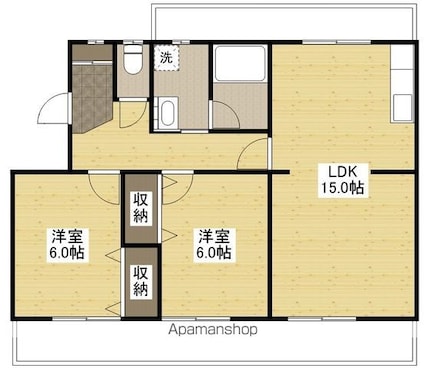 広島県福山市川口町２丁目[2LDK/63.42m2]の間取図