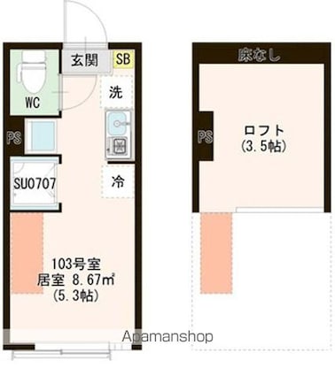 Ｈｅｒｍｉｔａｇｅ東向島[1R/12.07m2]の間取図