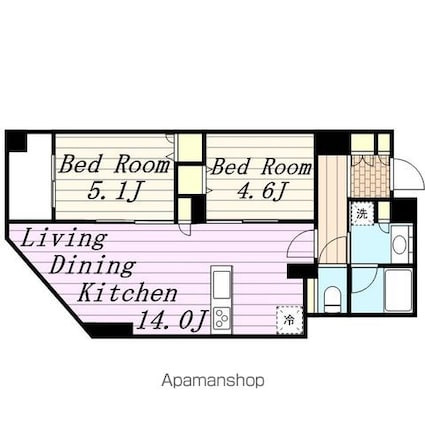 イニシア錦糸町[2LDK/55.37m2]の間取図