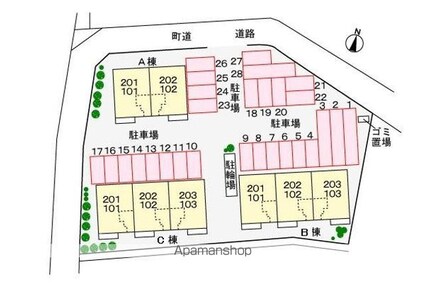 サンライズ・ｋ　Ｂ棟[2LDK/65.64m2]の配置図
