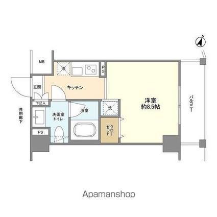 アーバンファースト神楽坂[1R/21.01m2]の間取図