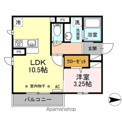 フィオーレ[1LDK/35.29m2]の間取図