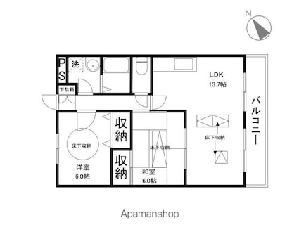 グランディスパイン[2LDK/56.7m2]の間取図