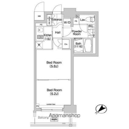 コンフォリア三田ＥＡＳＴ[1DK/33.61m2]の間取図
