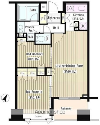 コクヨーレ日本橋[2LDK/53.68m2]の間取図