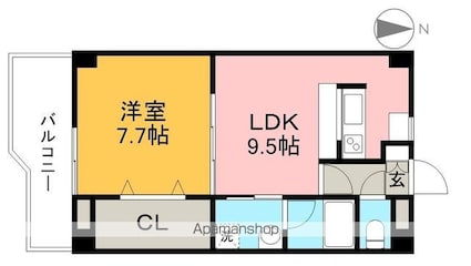 楽住庵[1LDK/42.64m2]の間取図