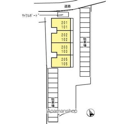 エル　パティオⅡ[1LDK/38.55m2]の配置図