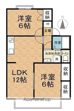 セジュール小岩井[2LDK/53.62m2]の間取図
