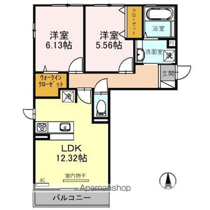 セジュールあすか[2LDK/58.34m2]の間取図