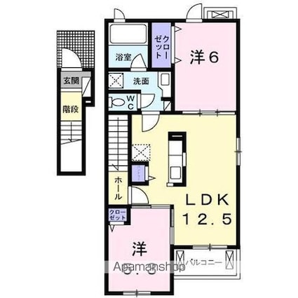 ルピナスⅡ[2LDK/57.32m2]の間取図