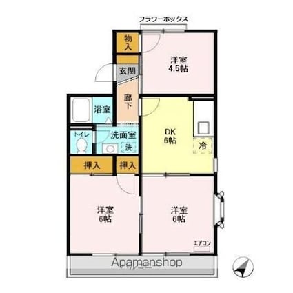 グランメールめぐみ　Ａ[3DK/50.09m2]の間取図