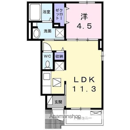 ソルテ[1LDK/37m2]の間取図