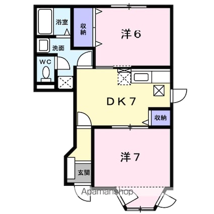 茨城県鹿嶋市宮中７丁目[2DK/46.06m2]の間取図