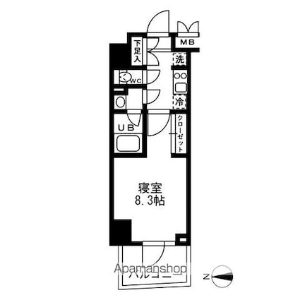 レジディア亀戸[1K/26.87m2]の間取図