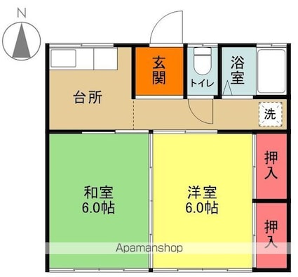 めぐみ荘[2K/38.48m2]の間取図