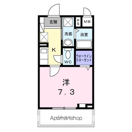 ベルカーサ[1K/25.6m2]の間取図