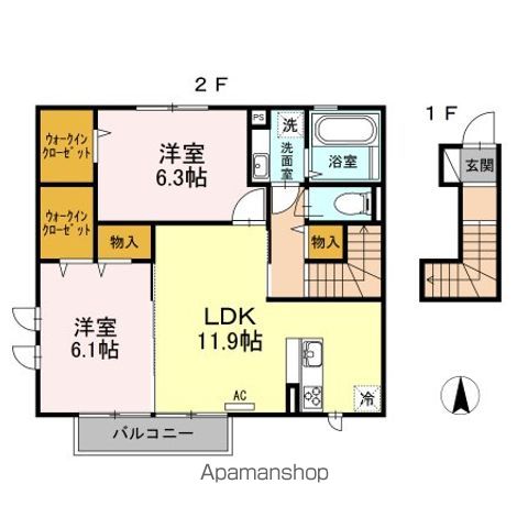 【日野市日野本町のアパートの間取り】