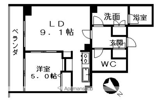 パシフィックコート目黒南[1LDK/41.56m2]の間取図