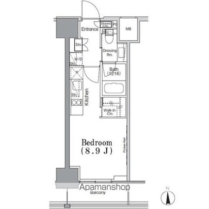 パークハビオ飯田橋[1R/25.02m2]の間取図