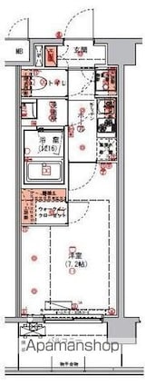 ハーモニーレジデンス東京アーバンスクエア００２[1K/25.88m2]の間取図