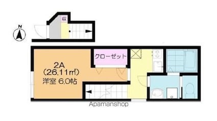 東京都板橋区仲宿[1K/26.11m2]の間取図