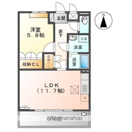 エクセルハイムＡ[1LDK/44.62m2]の間取図