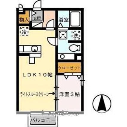 モナリエⅡ[1LDK/33.39m2]の間取図