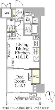 ザ・パークハビオ神楽坂レジデンスＳｏｕｔｈ[1LDK/39.43m2]の間取図