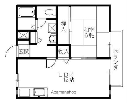 Ｋフルール[1LDK/41.73m2]の間取図