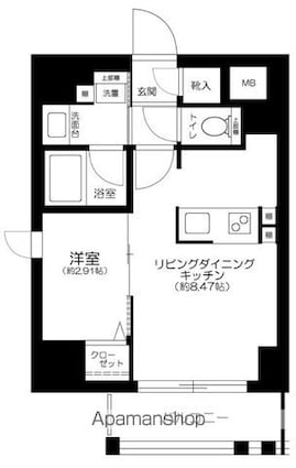 ＧＲＡＮＳＩＴＥ千代田水道橋[1LDK/30.48m2]の間取図