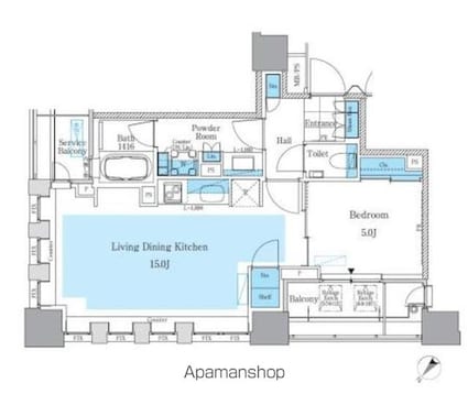 パークアクシス月島マチュアスタイル[1LDK/49.1m2]の間取図