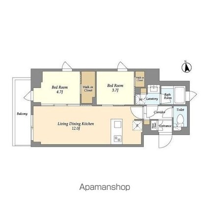 ＡＩＦＬＡＴ品川戸越パークサイド[2LDK/48.72m2]の間取図