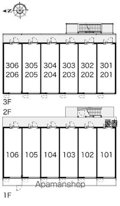 レオパレス雄新ひまわり[1K/19.87m2]の配置図