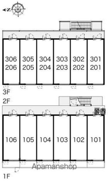 レオパレス雄新ひまわり[1K/19.87m2]の配置図