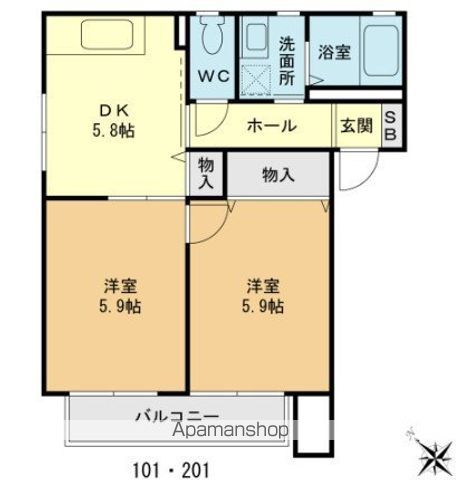 【ローズハイム船橋宮本Ａ棟の間取り】