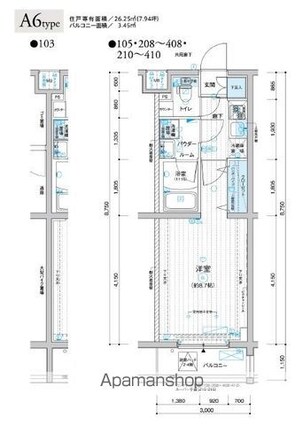 東京都練馬区錦１丁目[1K/26.25m2]の間取図