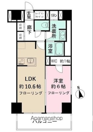カメリアコート　新宿[1LDK/45.5m2]の間取図
