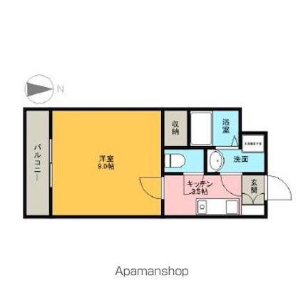 サリエンテ代官山Ⅱ[1K/28.8m2]の間取図