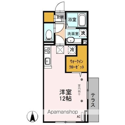 グランテラス上郷[1R/33.67m2]の間取図