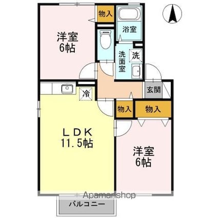 セレーノ・平田[2LDK/53.72m2]の間取図