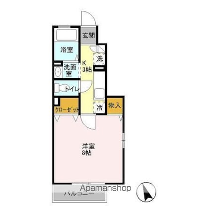 グレイス上北沢[1K/26.56m2]の間取図