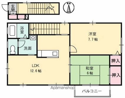 グランコート久万ノ台　Ａ棟[2LDK/60.98m2]の間取図